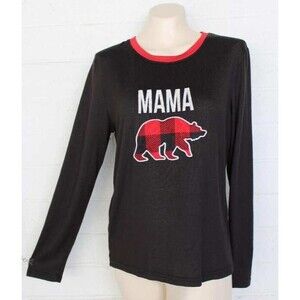 Dearfoams S 4 6 Plaid Mama Bear Black Family Pajamas Knit Comfy Top